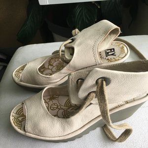 Fly London beige leather bootie sling backs new